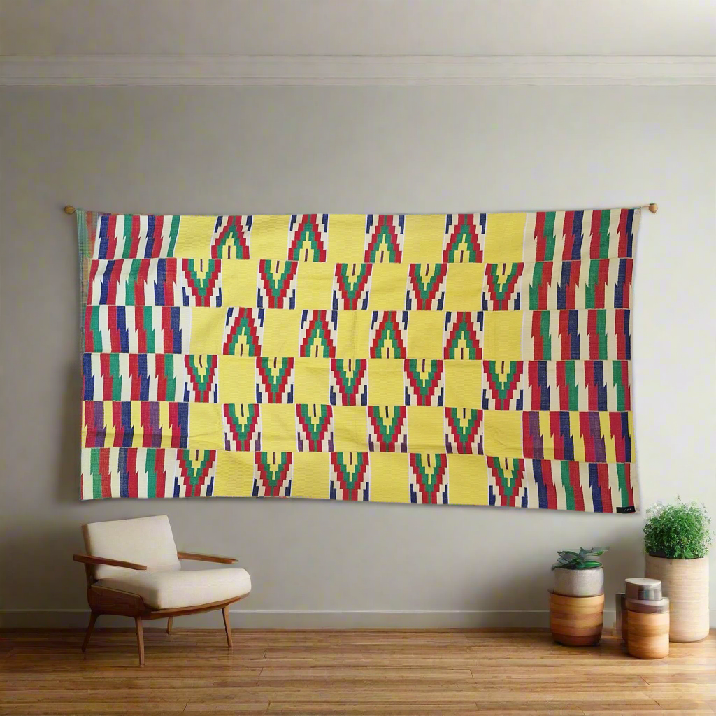 Adzima (Ewe: Warrior King) Hand Woven Kente Wall Hanging