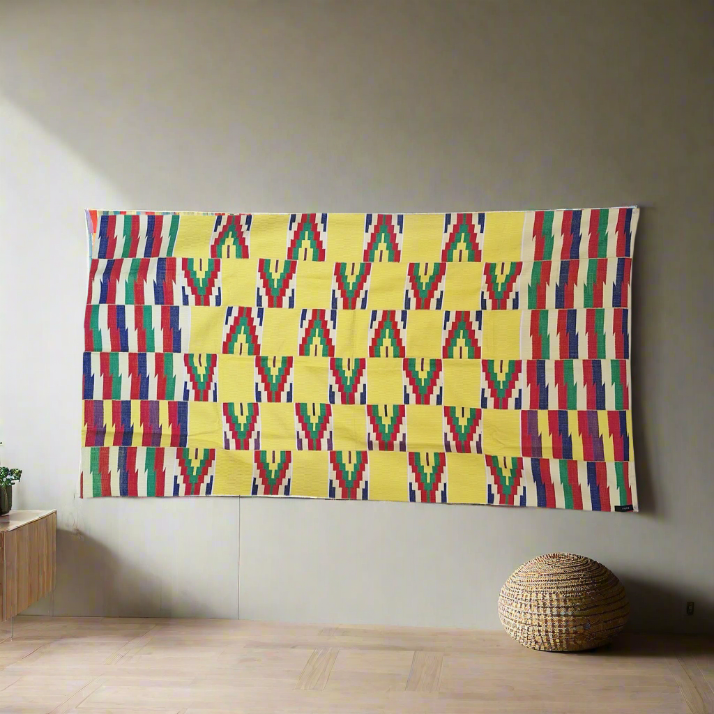 Adzima (Ewe: Warrior King) Hand Woven Kente Wall Hanging