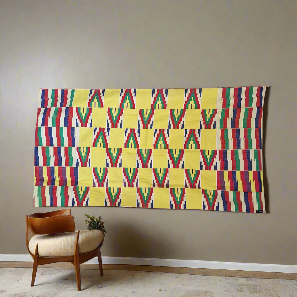 Adzima (Ewe: Warrior King) Hand Woven Kente Wall Hanging